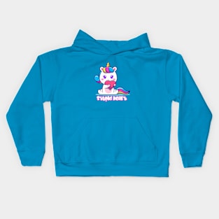 Cute unicorn bite love Stupid Heart Kids Hoodie